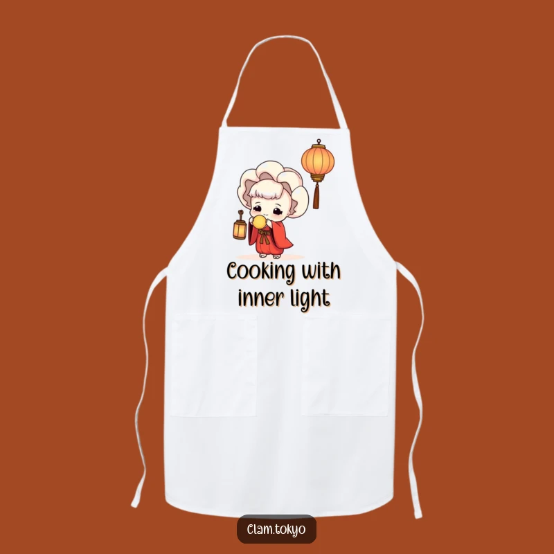 Funny Red Kimono Clam Apron: Serene Lantern Cooking Gift