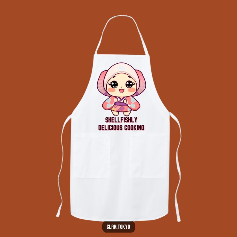 Funny Clam Kimono Apron: Cheerful Chef's Companion, Vibrant Happy Clam, Perfect Gift