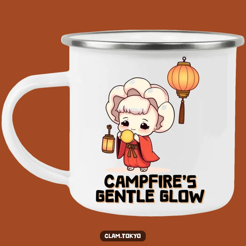 Funny Red Kimono Clam Camping Mug: Serene Lantern Outdoor Gift