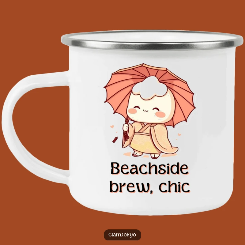 Funny Clam Camp Mug: Royal Kimono, Elegant Outdoor Hydration & Humor