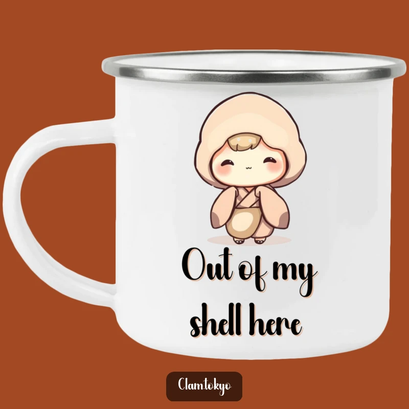 Funny Shy Clam Camping Mug: Durable Kimono Clam Peeking, Perfect Outdoor Gift