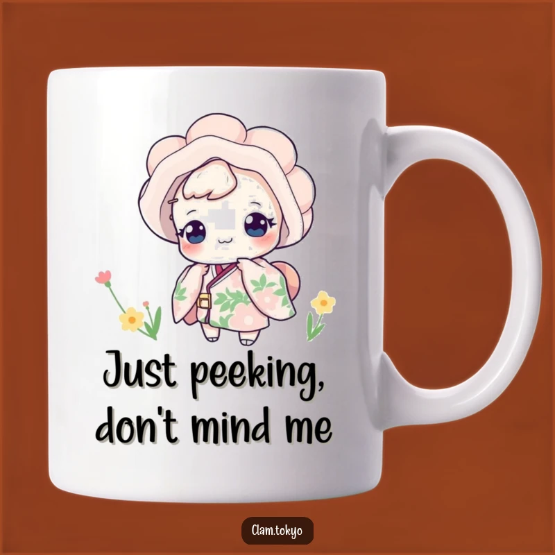 Funny Floral Kimono Clam Mug: Playful Peek Funny Gift for Ocean Lovers