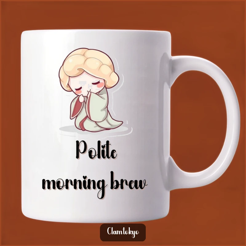 Funny Clam Kimono Mug: Elegant Clam Bowing Gracefully, Perfect Humorous Gift