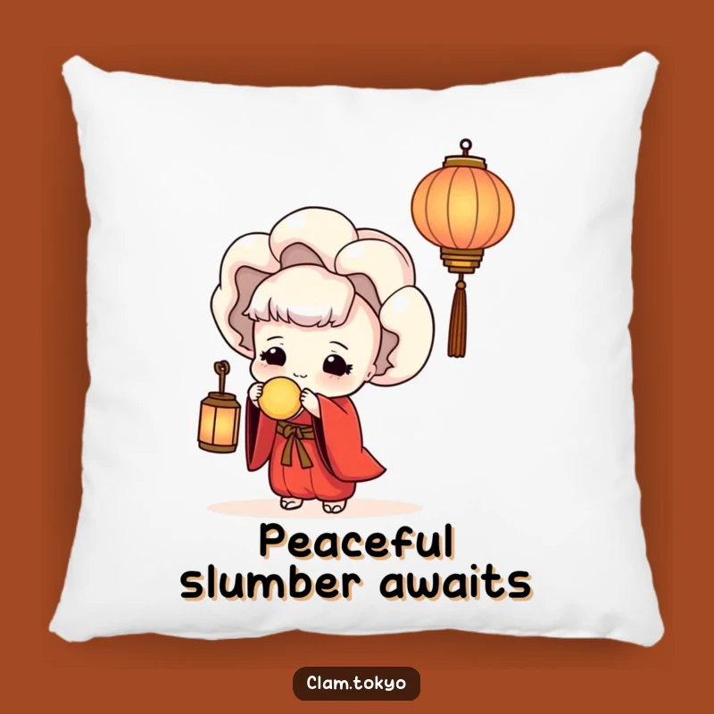 Funny Red Kimono Clam Pillow: Serene Lantern Comfort Gift