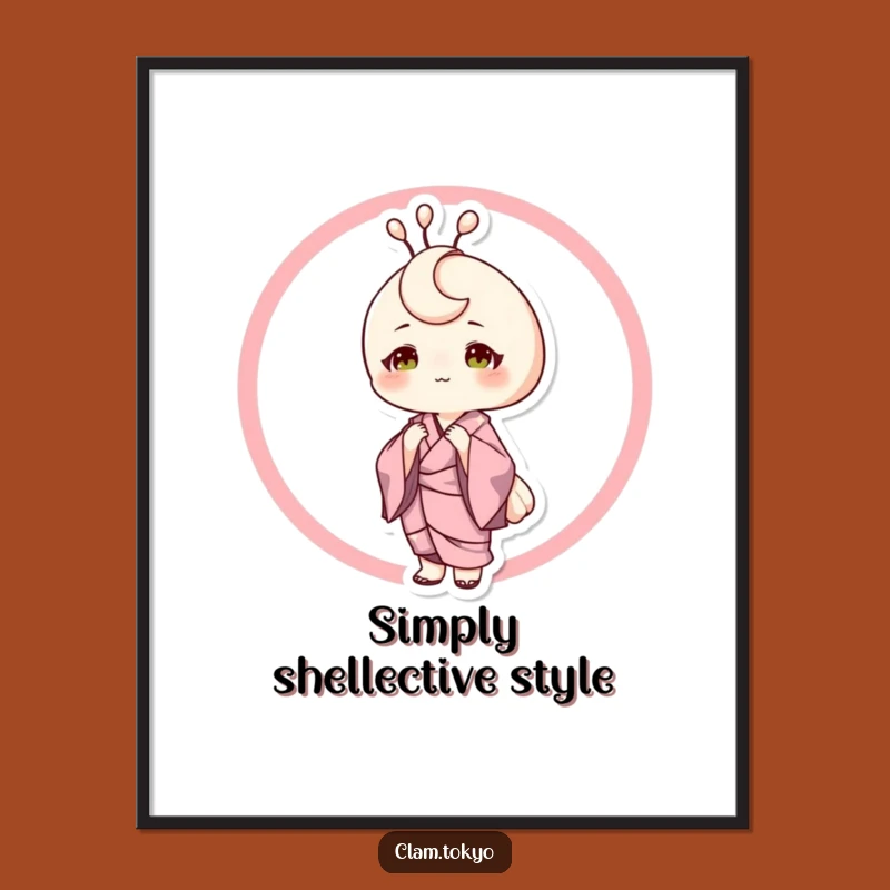 Funny Sophisticated Clam Digital Art: Elegant Kimono Clam Print, Chic Decor