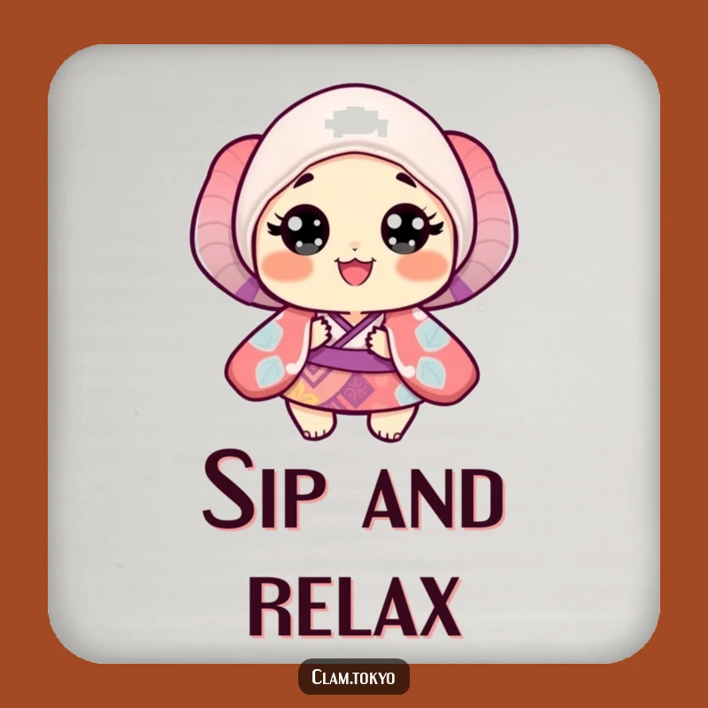 Funny Clam Kimono Coaster: Protect Surfaces with a Vibrant, Happy Clam, Perfect Gift