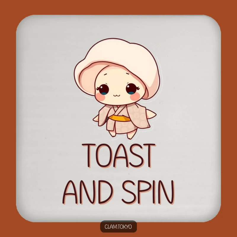 Funny Clam Spin Coasters (Set of 4): Patterned Kimono Dancer, Graceful Twirl Gift