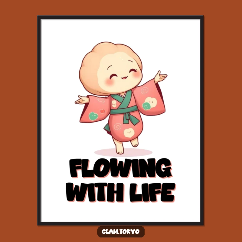 Funny Clam Kimono Poster: Dancing Clam Art, Rich Colors, Elegant Decor, Perfect Gift