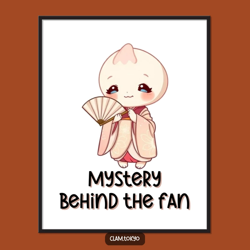 Funny Clam Kimono Poster: Playful Peeking Clam Art, Mysterious Wall Decor, Perfect Gift