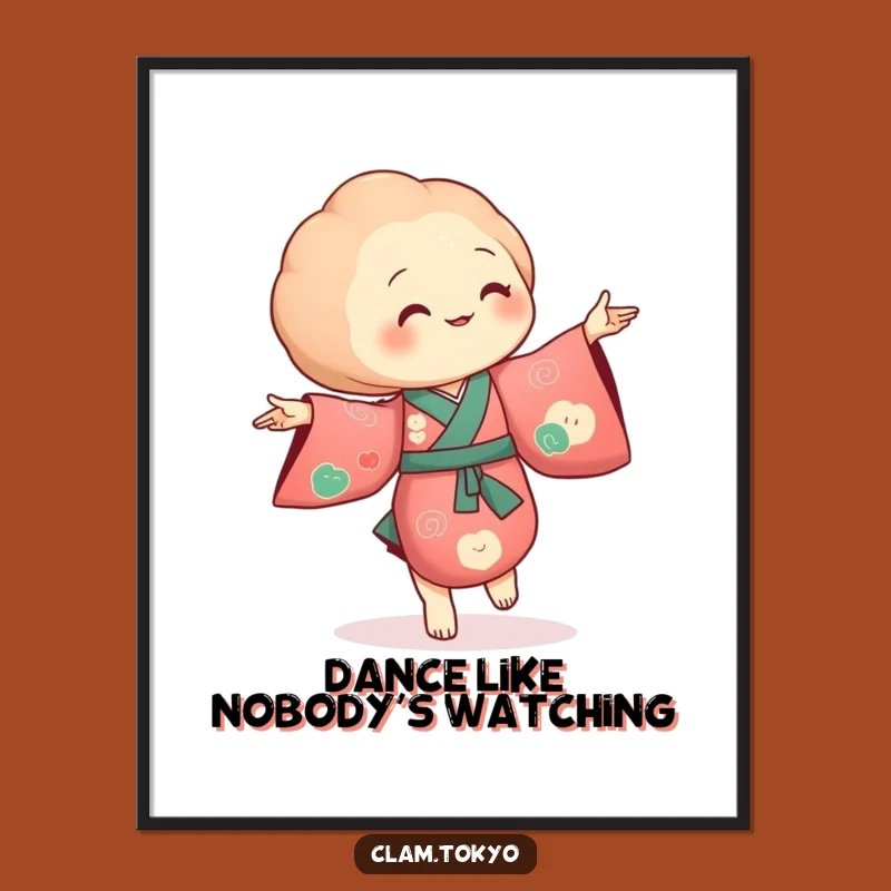 Funny Free Printable Wall Art: Dancing Clam Kimono Downloadable Decor