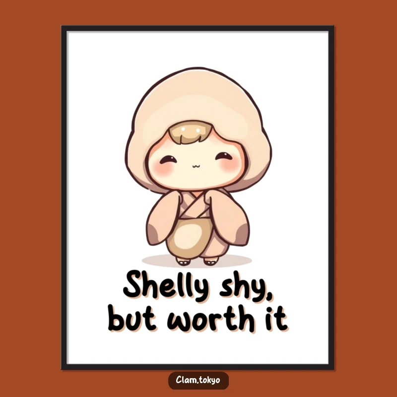 Free Printable Shy Clam Wall Art: Funny Downloadable Decor for Introvert Vibes