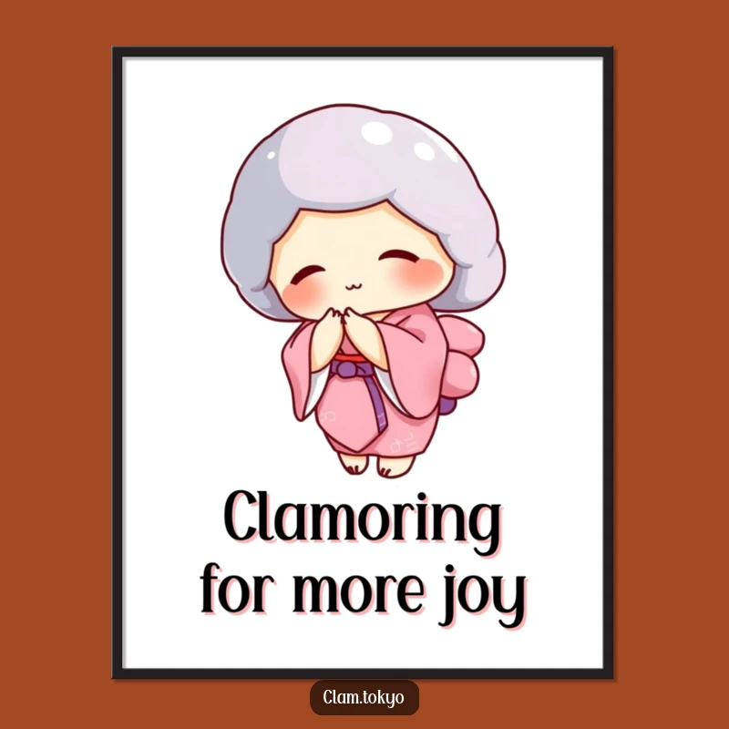 Free Printable Wall Art: Pink Kimono Clam Bowing, Funny Downloadable Decor with Grace