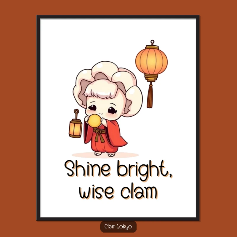 Free Printable Wall Art: Serene Clam with Lantern - Calm, Funny Downloadable Decor