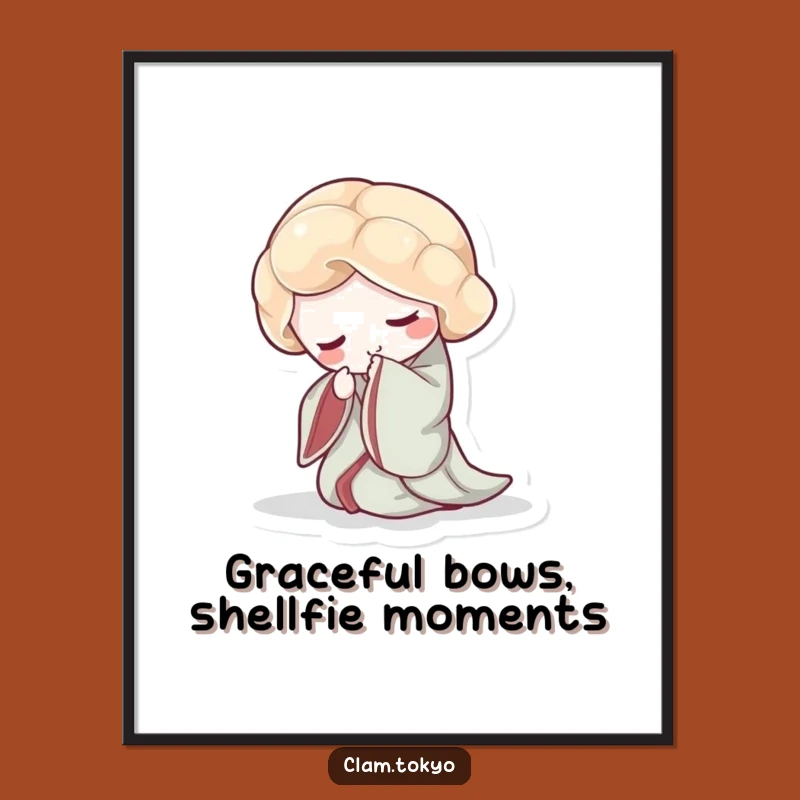 Funny Free Printable Wall Art: Bowing Clam Kimono Downloadable Decor