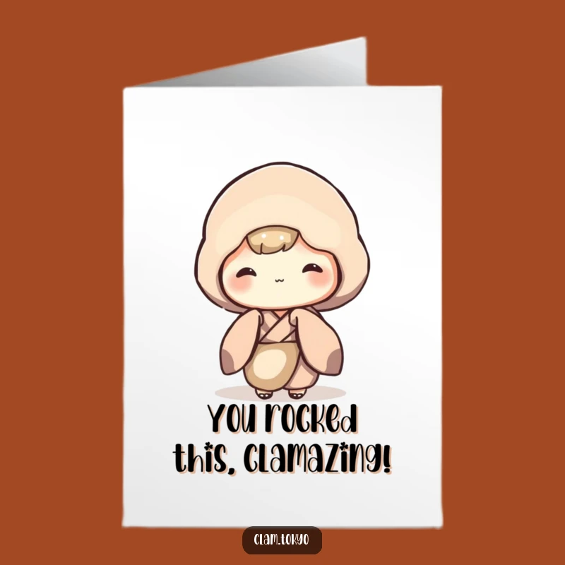 Free Printable Shy Clam Congrats Card: Awkwardly Joyful Downloadable Gift