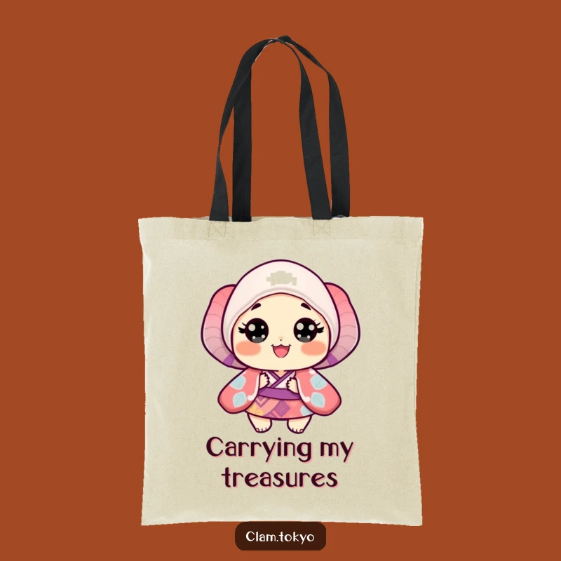 Funny Clam Kimono Tote Bag: Vibrant, Happy Clam in Patterned Kimono, Perfect Gift